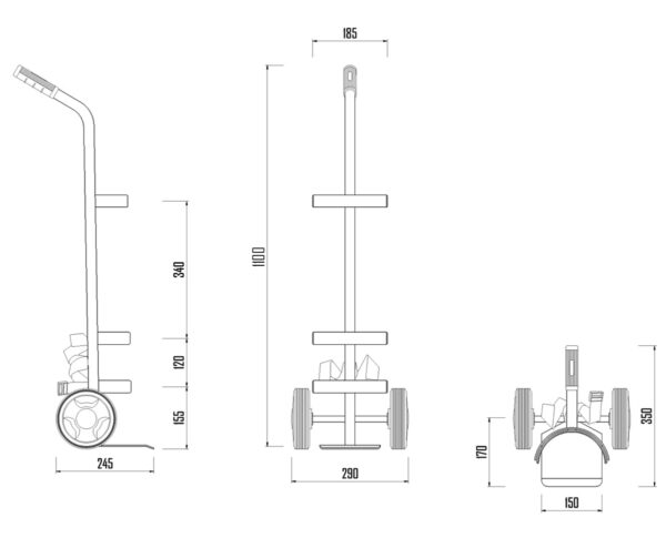 CRM032 | Carrello ospedaliero per bombole pazienti 10lt / 14lt