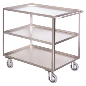 Carrello portatutto in acciaio inox con 3 piani con bordo contenimento