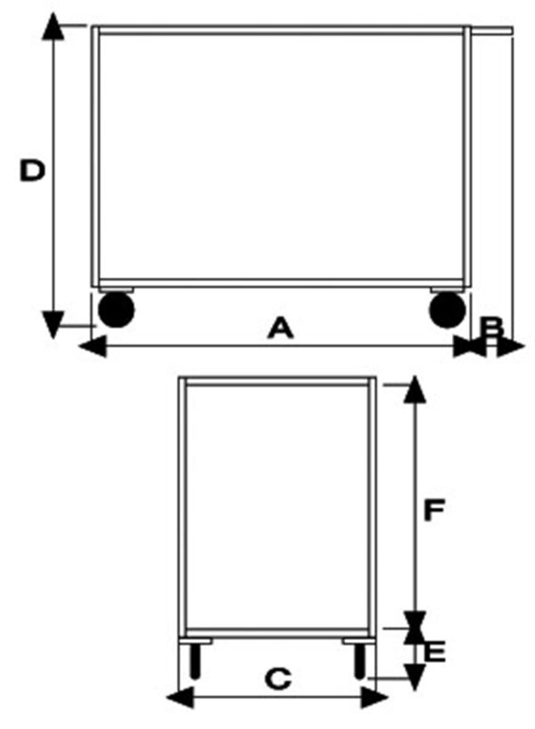 CRM041INOX | Carrello portatutto in acciaio inox con 2 piani lisci 60x90