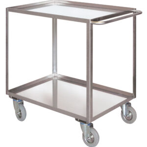 Carrello portatutto in acciaio inox con 2 piani con bordo contenimento