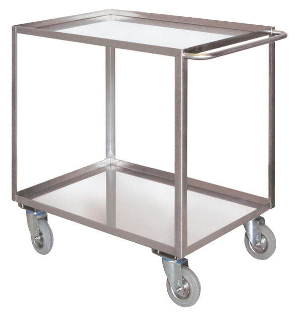 Carrello portatutto in acciaio inox con 2 piani con bordo contenimento