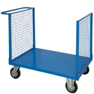 Carrello Contenitore con 2 Sponde in rete e piano in lamiera