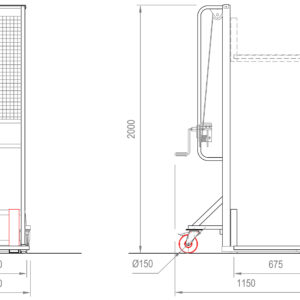Sollevatore 200Kg ad arganello sollevamento 1250 mm con piastra