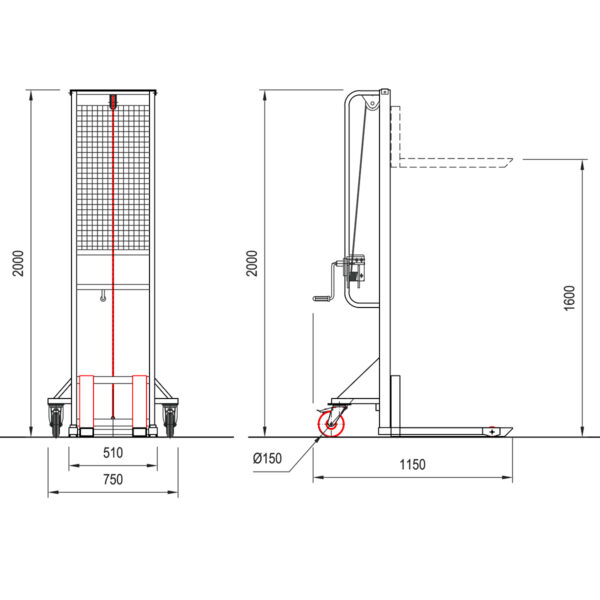 Sollevatore manuale ad arganello 300 kg