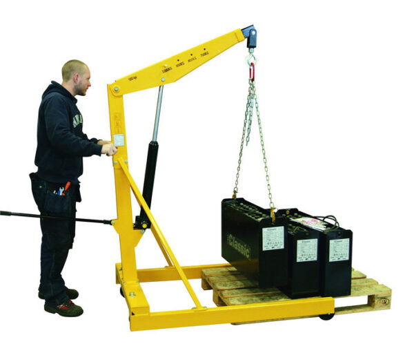 GRUEW10 | Gru idraulica PER PALLET smontabile con pompa  effetto semplice 1000 kg